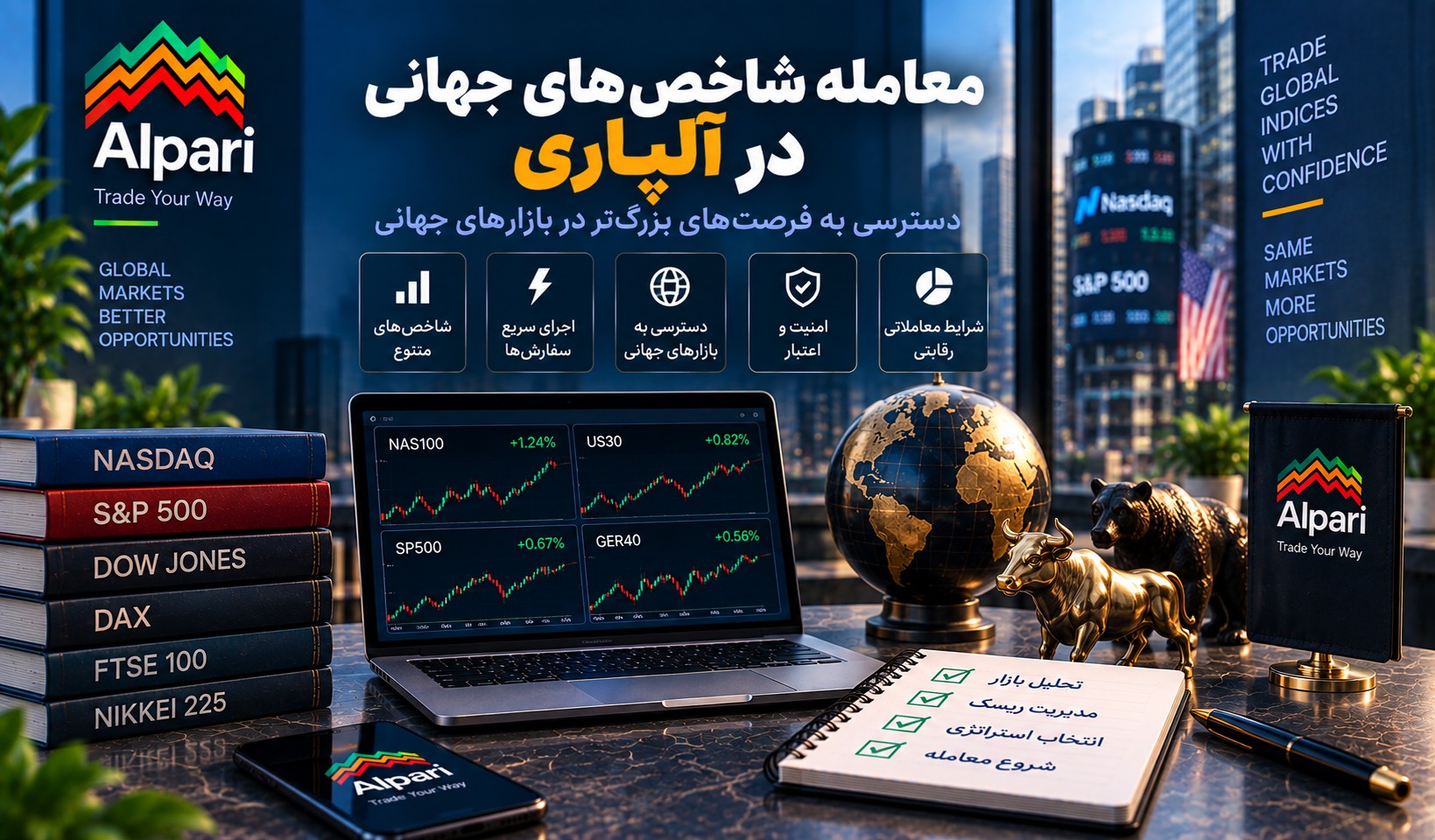 معامله شاخص‌های جهانی در آلپاری؛ قبل از شروع چه نکاتی را بررسی کنیم؟