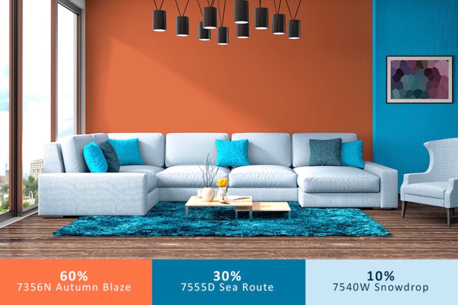 چگونه قانون ۱۰-۳۰-۶۰ برای ترکیب رنگ دکوراسیون داخلی منزل را رعایت می‌کنید؟
