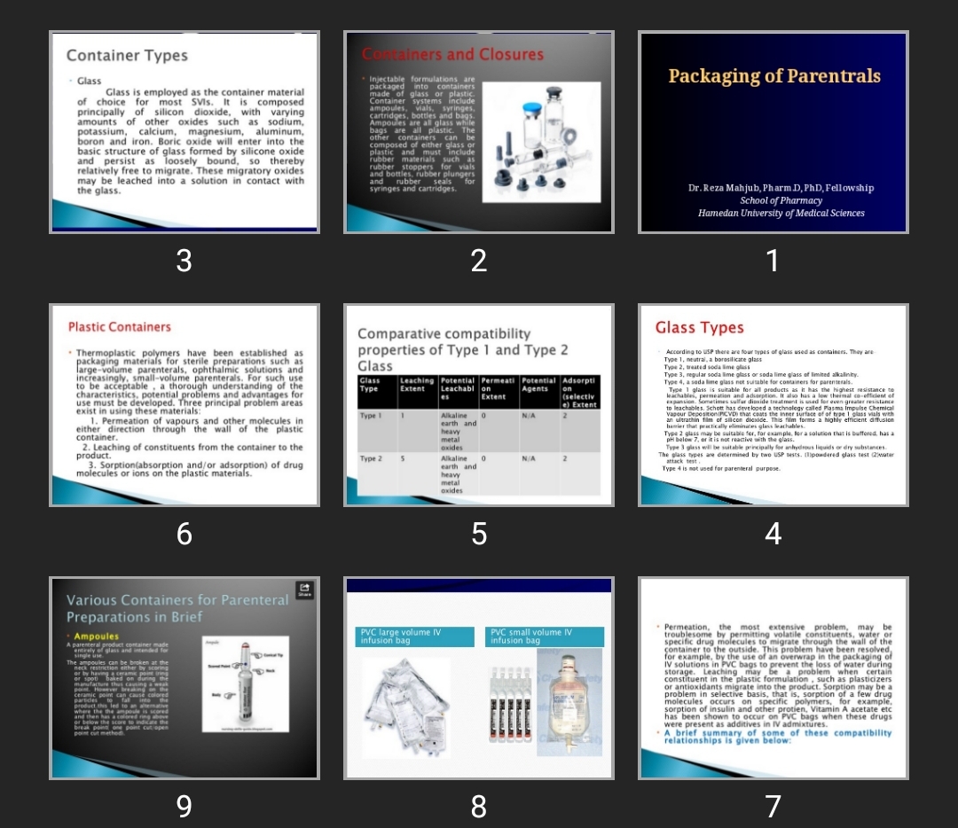 پاورپوینت Packaging of Parentrals