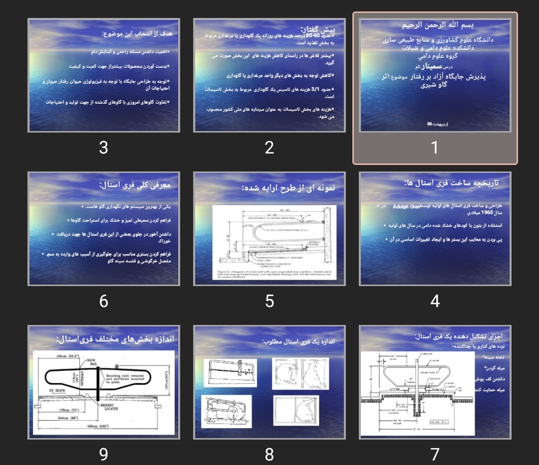 پاورپوینت اثر پذیرش جایگاه آزاد بر رفتار گاو شیری