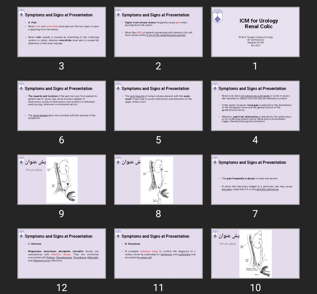 پاورپوینت ICM for Urology Renal Colic