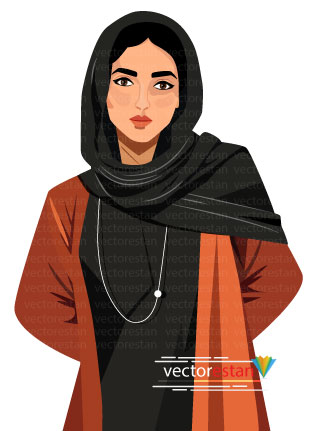 وکتور زن جوان محجبه ایرانی