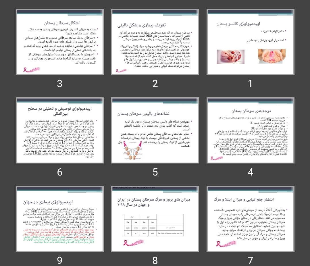 پاورپوینت اپیدمیولوژی کانسر پستان