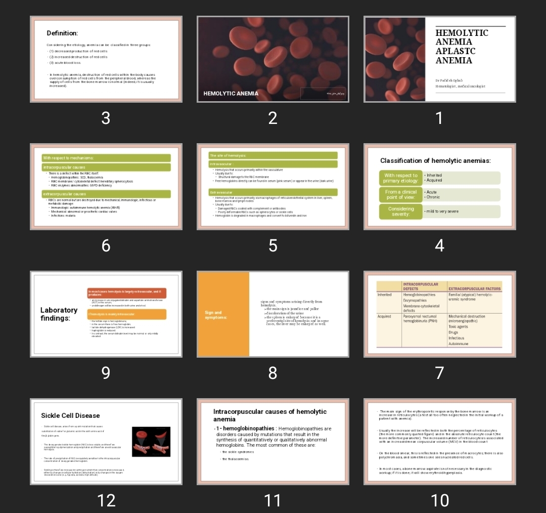 پاورپوینت HEMOLYTIC ANEMIA APLASTC ANEMIA