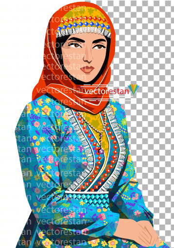 png زن باحجاب با لباس سنتی ایرانی