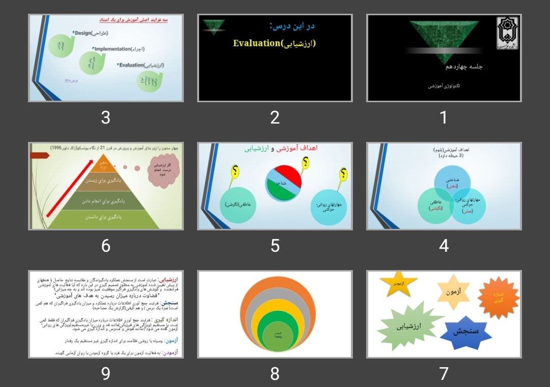 پاورپوینت تکنولوژی آموزشی (ارزشیابی آموزشی)