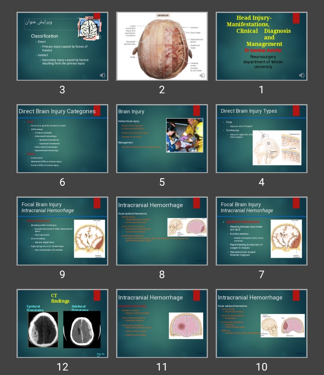 پاورپوینت درمان طبی و جراحی ضربه های مغزی Management of head trauma