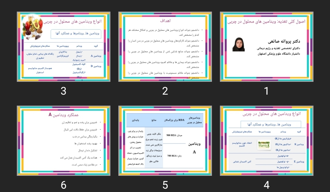 پاورپوینت اصول کلی تغذیه: ویتامین های محلول در چربی