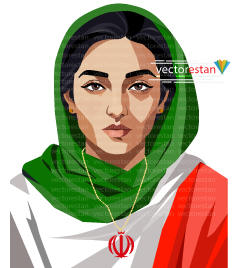 وکتور دخترایرانی با روسری و پرچم ایران