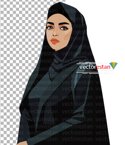 دختر چادرسیاه محجبه ایرانی بصورت png
