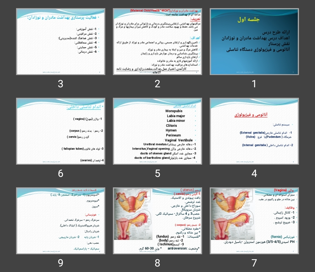 پاورپوینت آناتومی و فیزیولوژی دستگاه تناسلی زن