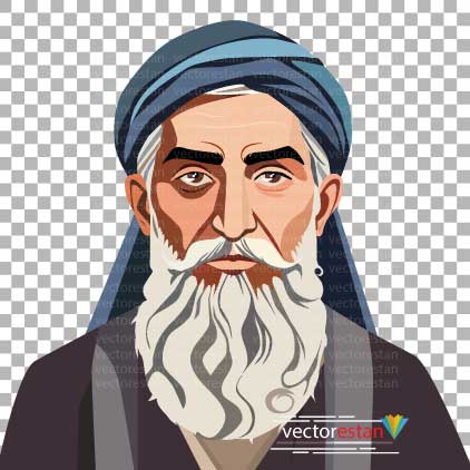 طرح png پیرمرد حکیم و دانای ایرانی(عمامه و عبا)