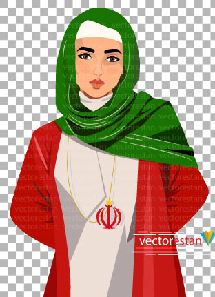 png دخترایرانی و پرچم ایران با هدبند