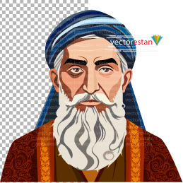 png پیرمرد با عبا و عمامه و پوشش سنتی و قدیمی ایران