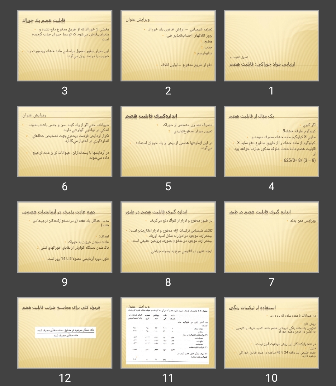 پاورپوینت ارزیابی مواد خوراکی / قابلیت هضم