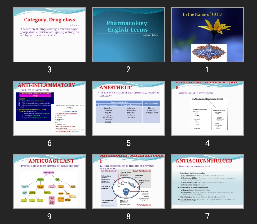 پاورپوینت Pharmacology: English Terms
