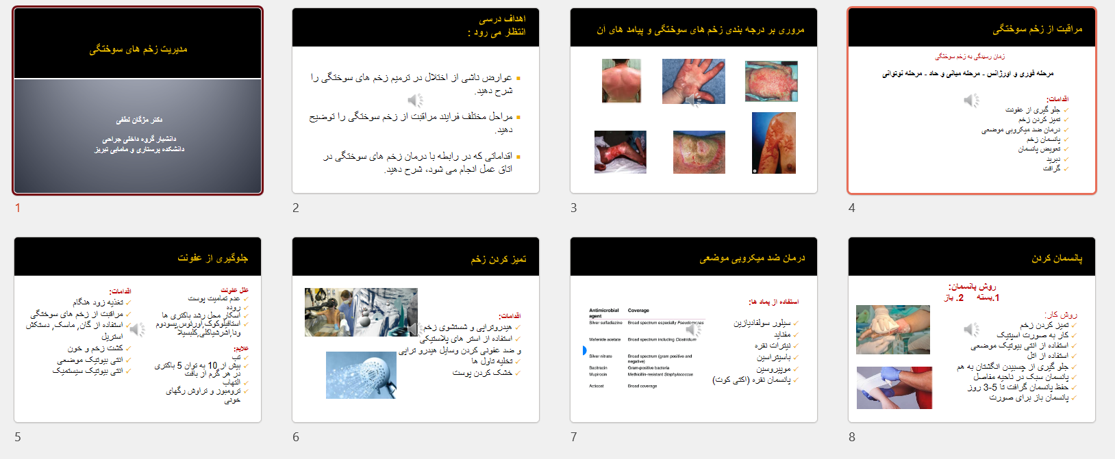 پاورپوینت مدیریت زخم های سوختگی
