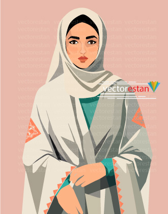 وکتور دخترجوان ایرانی با لباس سفید