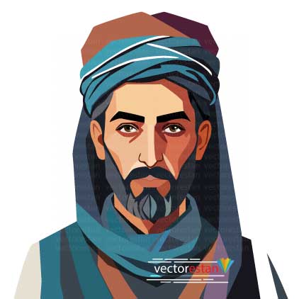 وکتور مردجوان ایرانی قدیمی با عمامه و عبا
