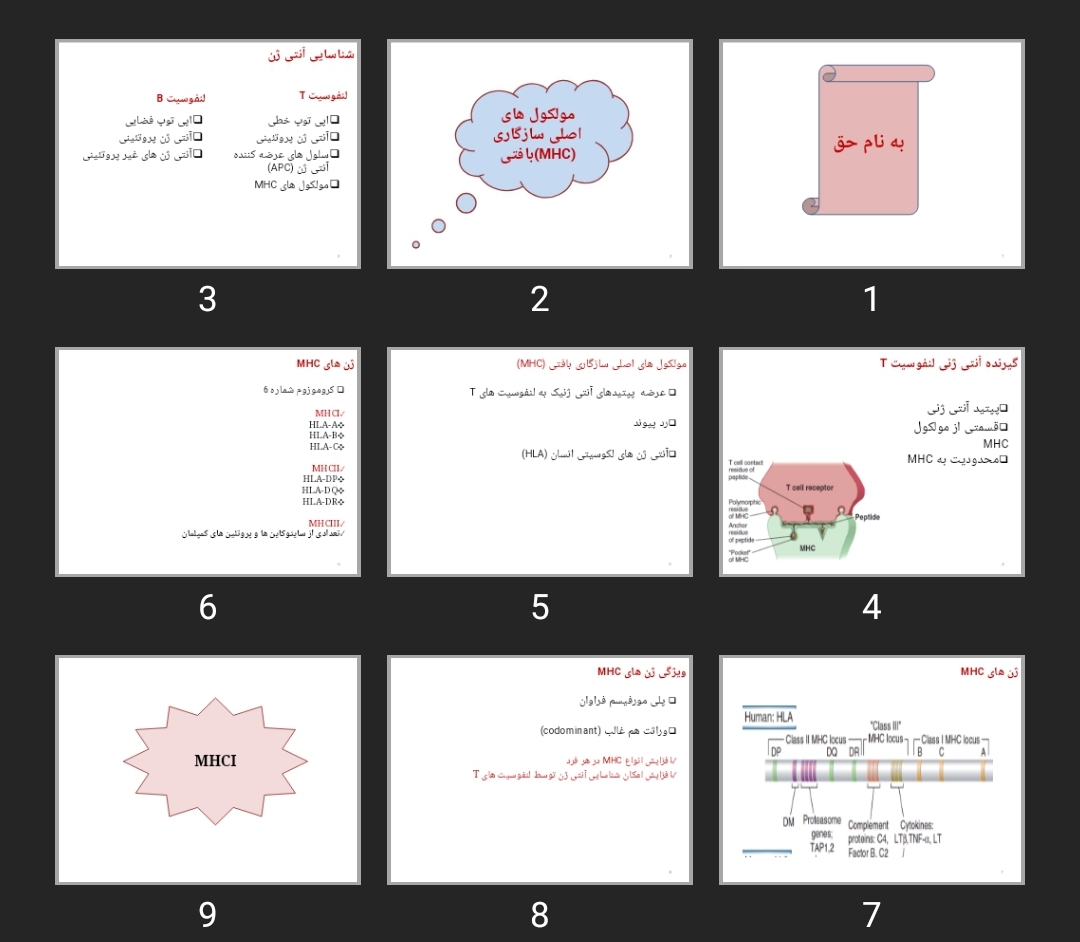 پاورپوینت مولکول های اصلی سازگاری بافتی (MHC)