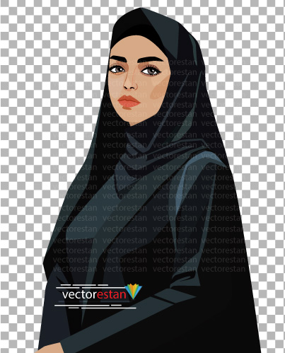 دختر چادرسیاه محجبه ایرانی بصورت png