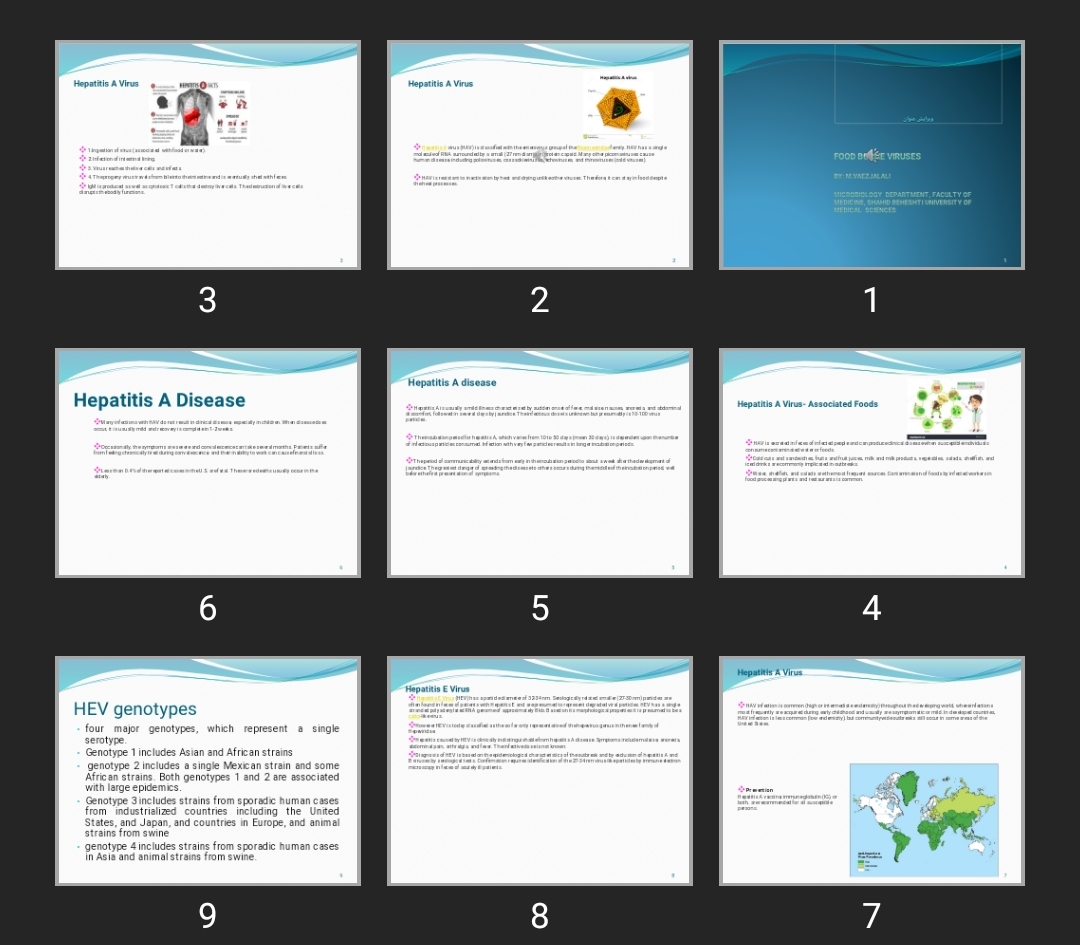 پاورپوینت ویروس های گوارشی Food borne viruses