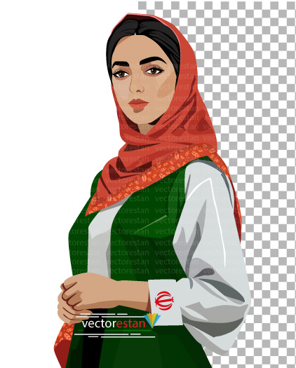 عکس png زن جوان با لباس پرچم ایران