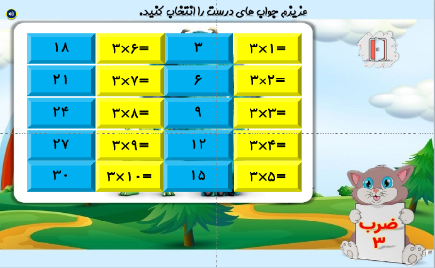 آموزش ضرب عدد2 و 3 بصورت بازی برای کلاس سوم ابتدائی