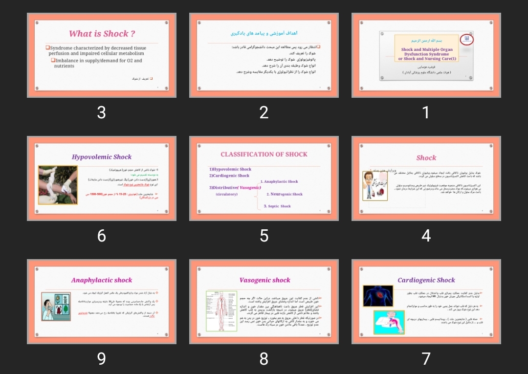پاورپوینت Shock and Multiple Organ Dysfunction Syndrome or Shock and Nursing Care(1)