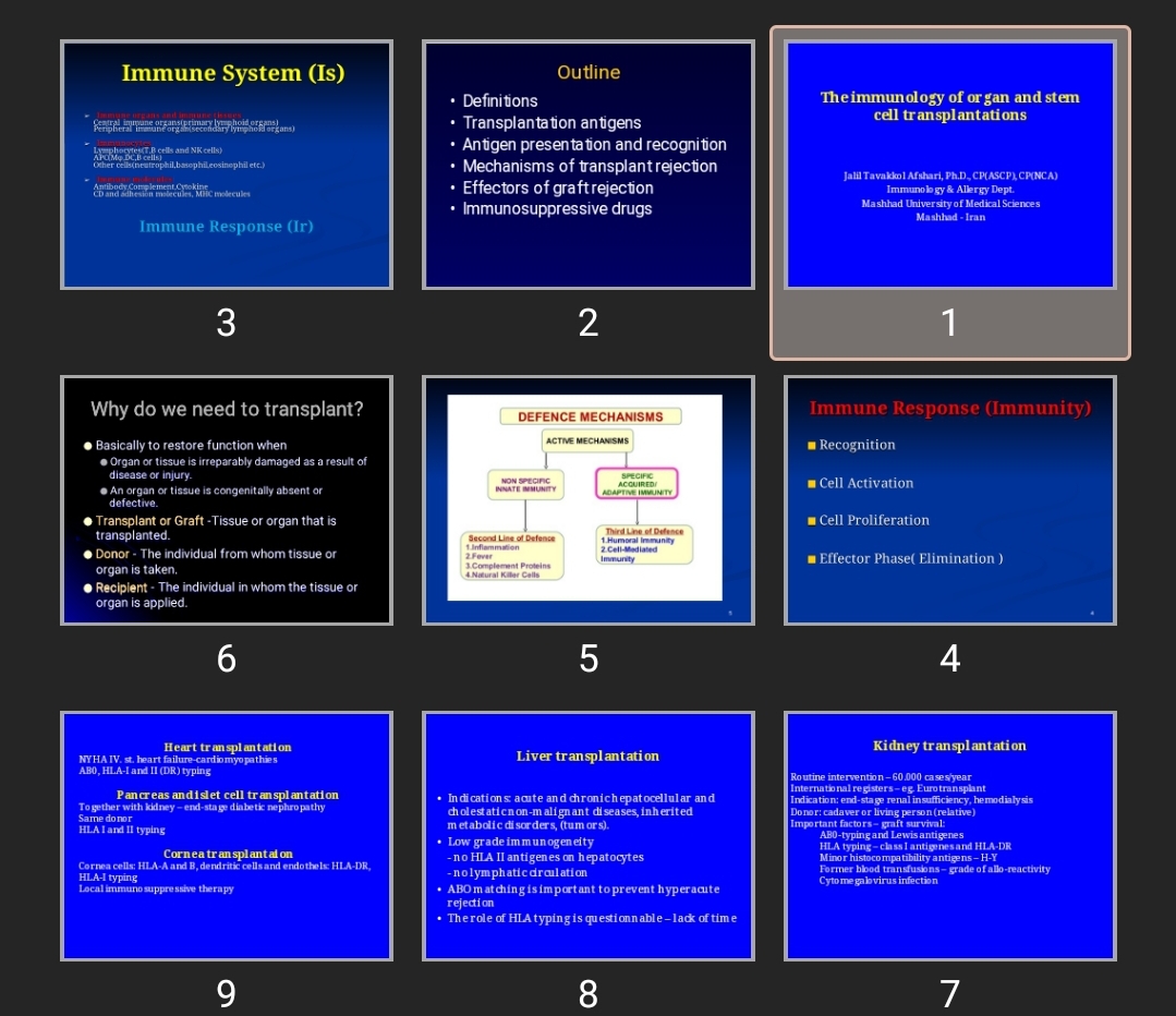 پاورپوینت The immunology of organ and stem cell transplantations