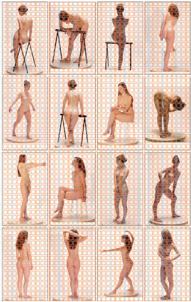 فیگور رئال زن و مرد بدون لباس در جهات مختلف و چرخش 360 درجه هر نما