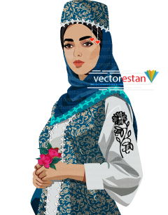 وکتور دختر باحجاب لباس محلی سنتی ایرانی