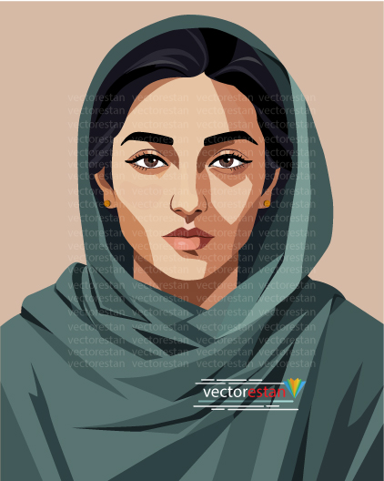 وکتور دخترجوان ایرانی محجبه با شال و روسری