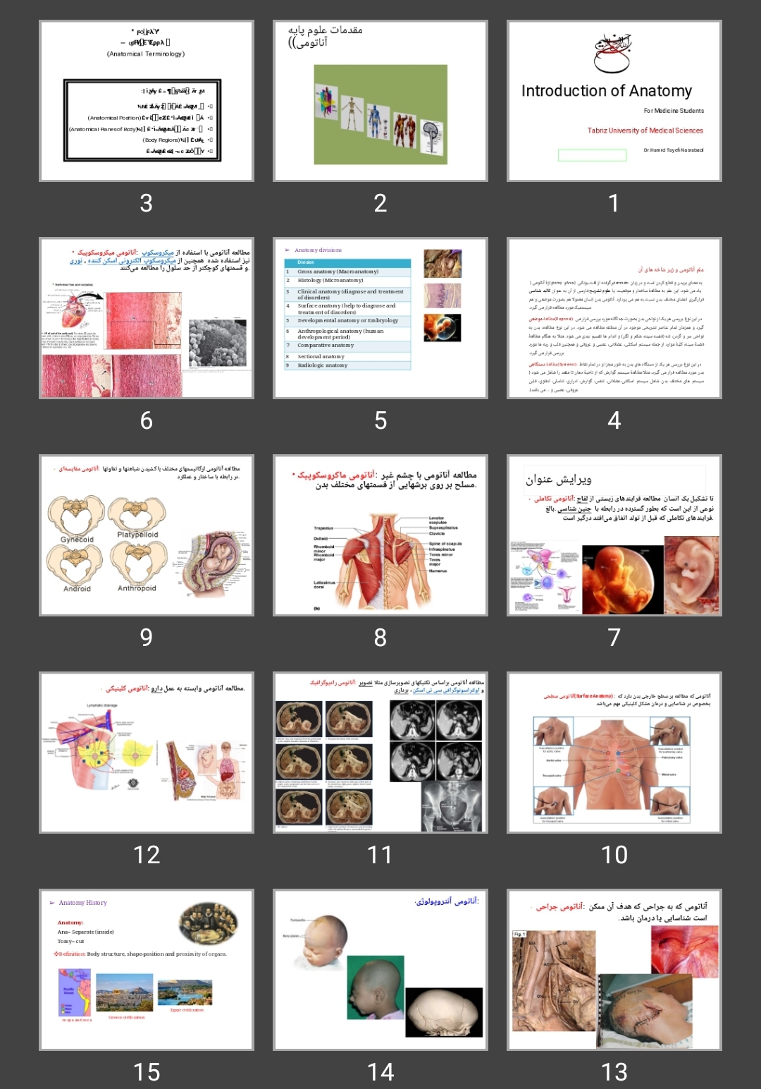 پاورپوینت تاریخچه و صفحات آناتومی Introduction of Anatomy