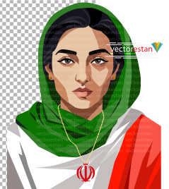 png زن و پرچم ایران