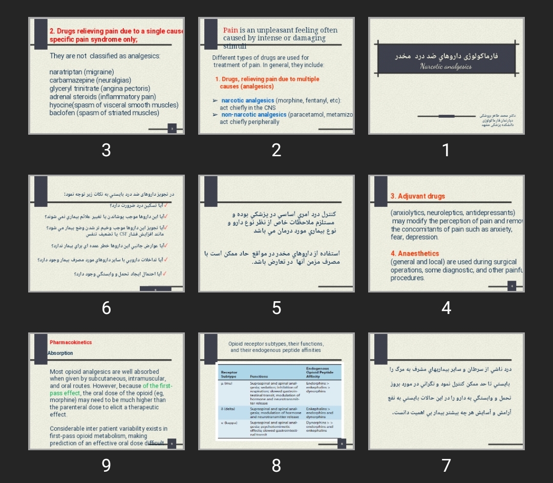 پاورپوینت فارماکولوژی داروهای ضد درد مخدر Narcotic analgesics