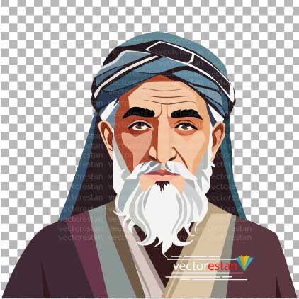 png پیرمردایرانی با عمامه و عبا(پوشش قدیمی)