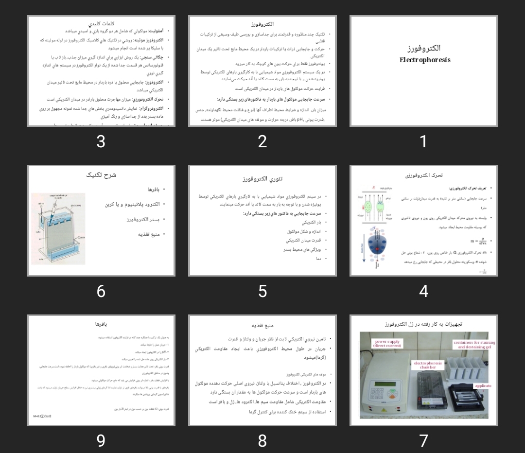 پاورپوینت الکتروفورز Electrophoresis