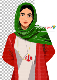 png دختر با لباس طرح پرچم ایران و آویز الله