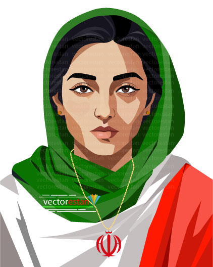 وکتور دخترایرانی با روسری و پرچم ایران