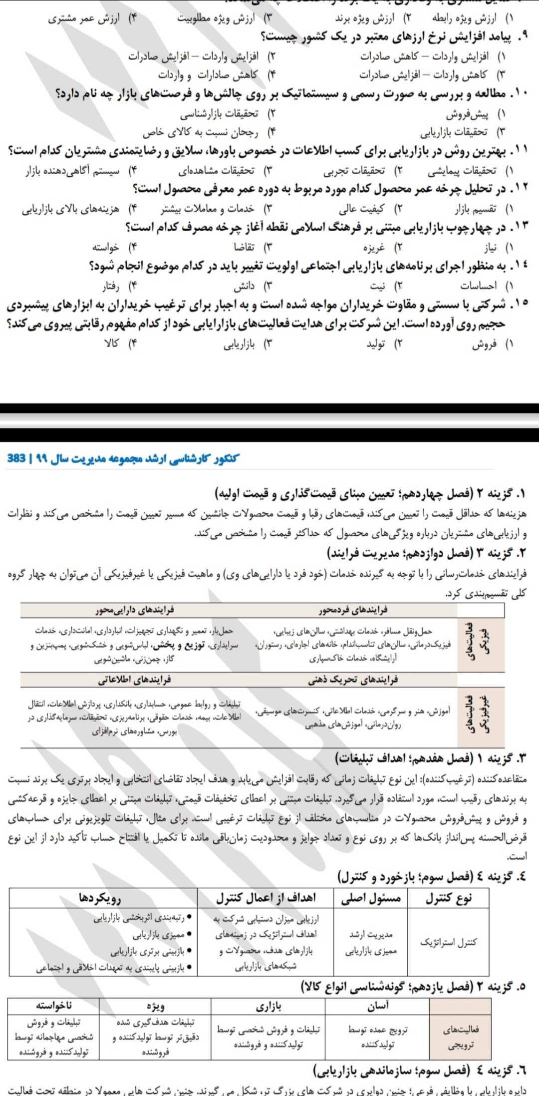 پاسخ تشریحی بازاریابی کنکور سال ۱۳۹۷ تا ۱۴۰۱