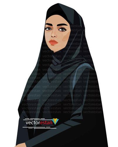 وکتور زن ایرانی باحجاب چادرسیاه