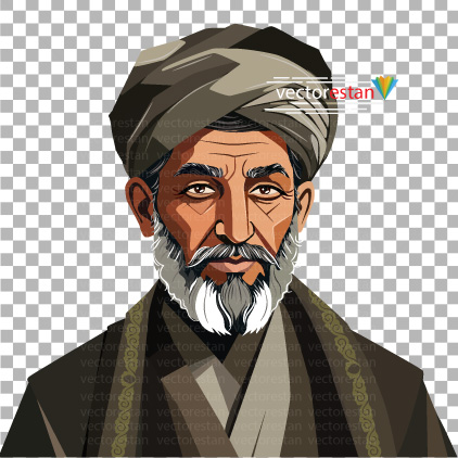 png مرد بزرگسال باپوشش قدیمی عمامه و عبا