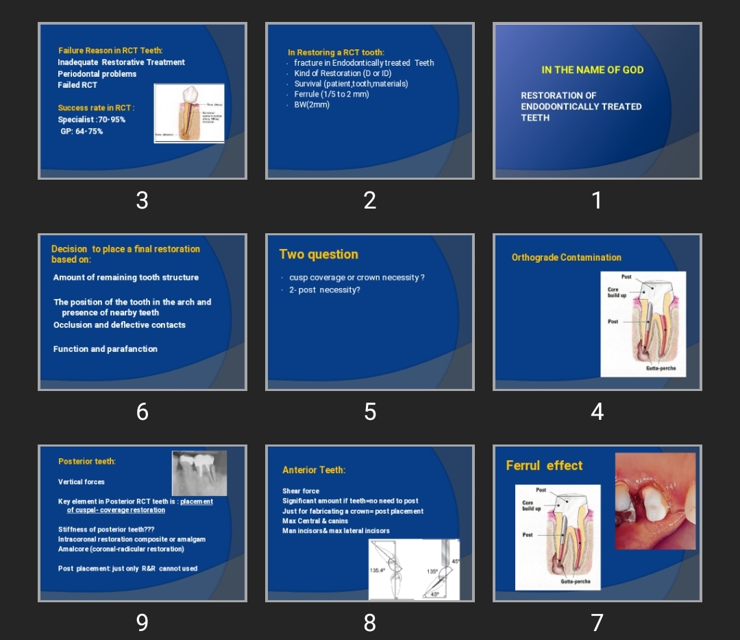 پاورپوینت Restoration of Endodontically treated Teeth