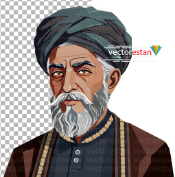 عکس بدون پس زمینه مرد مسن ایرانی قدیمی(عمامه و عبا)