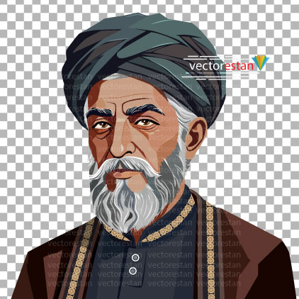 عکس بدون پس زمینه مرد مسن ایرانی قدیمی(عمامه و عبا)