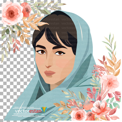 وکتور دخترایرانی باحجاب با چادر سفید