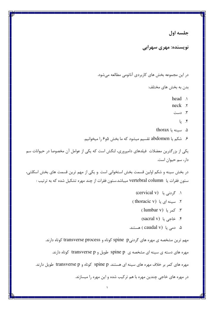 جزوه آناتومی توپوگرافیک دکتر ابراهیمی - ۶۳ صفحه