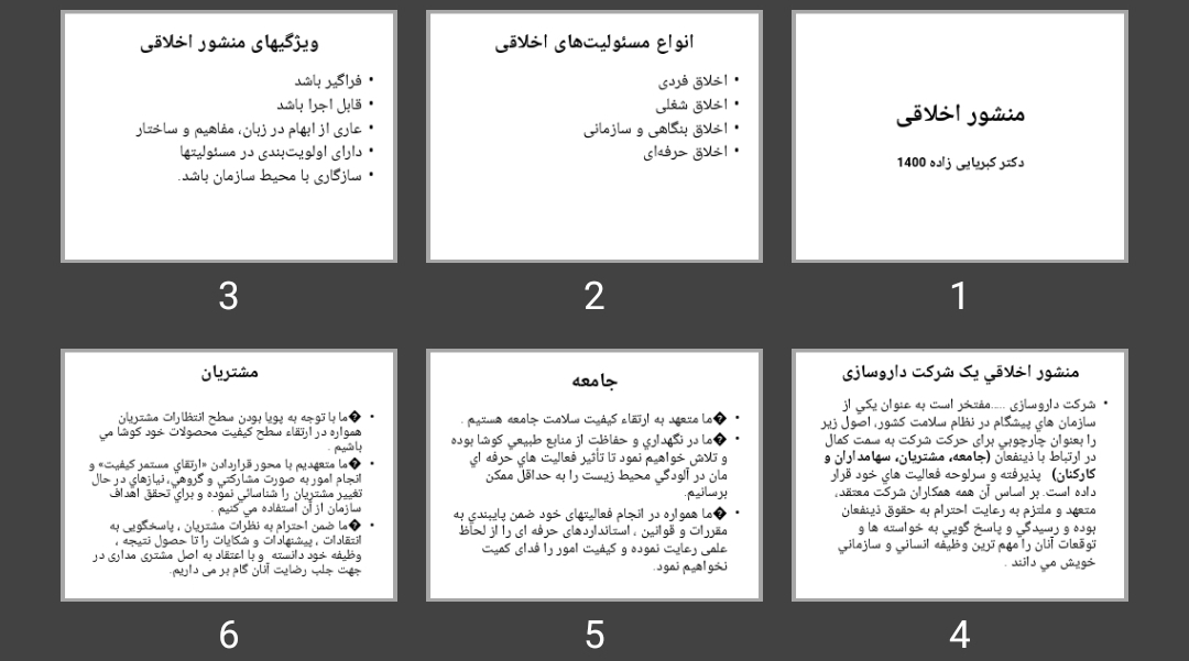 پاورپوینت منشور اخلاقی شرکت