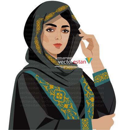 وکتور زن جوان محجبه ایرانی